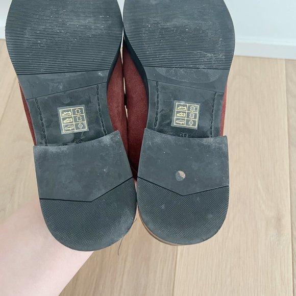 Free People Payton Penny Loafer Suede Maroon Size 8 - Picture 11 of 13